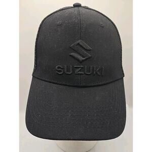 Suzuki Logo Snap Back Cap Black Trucker Hat Mesh‎ Motorcycle
